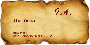 Ihm Anna névjegykártya
